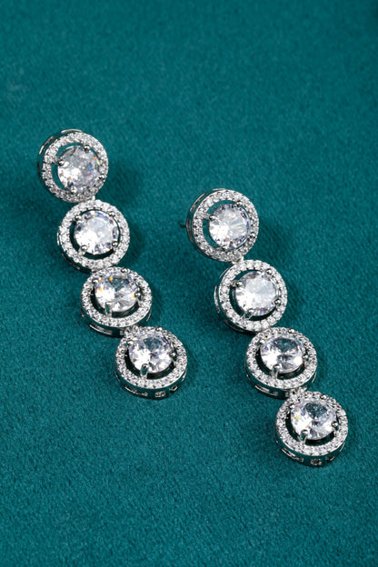 Classic Solitaire Necklace with Small Diamond Border  White Rhodium Polish  18-Inch Clasp Locking  Elegant Jewellery