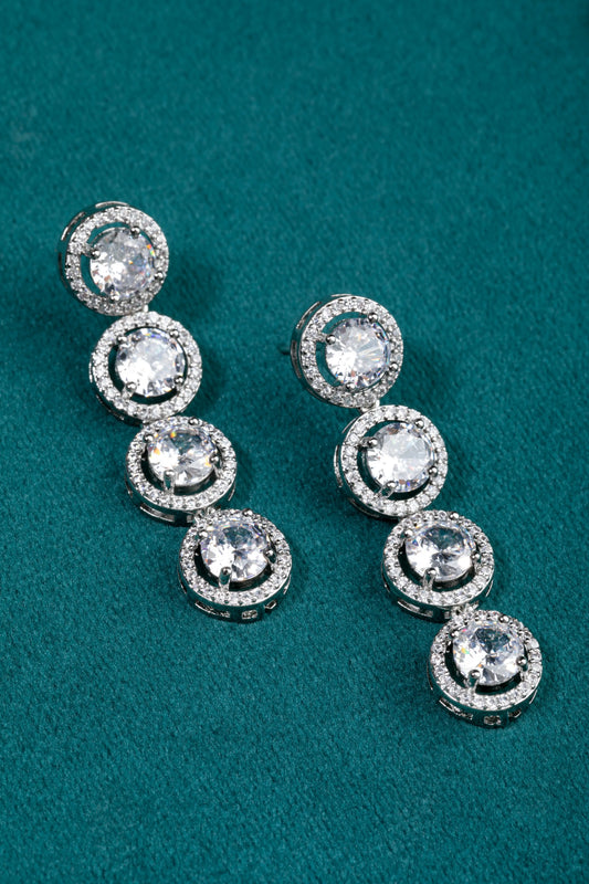 Classic Solitaire Necklace with Small Diamond Border  White Rhodium Polish  18-Inch Clasp Locking  Elegant Jewellery