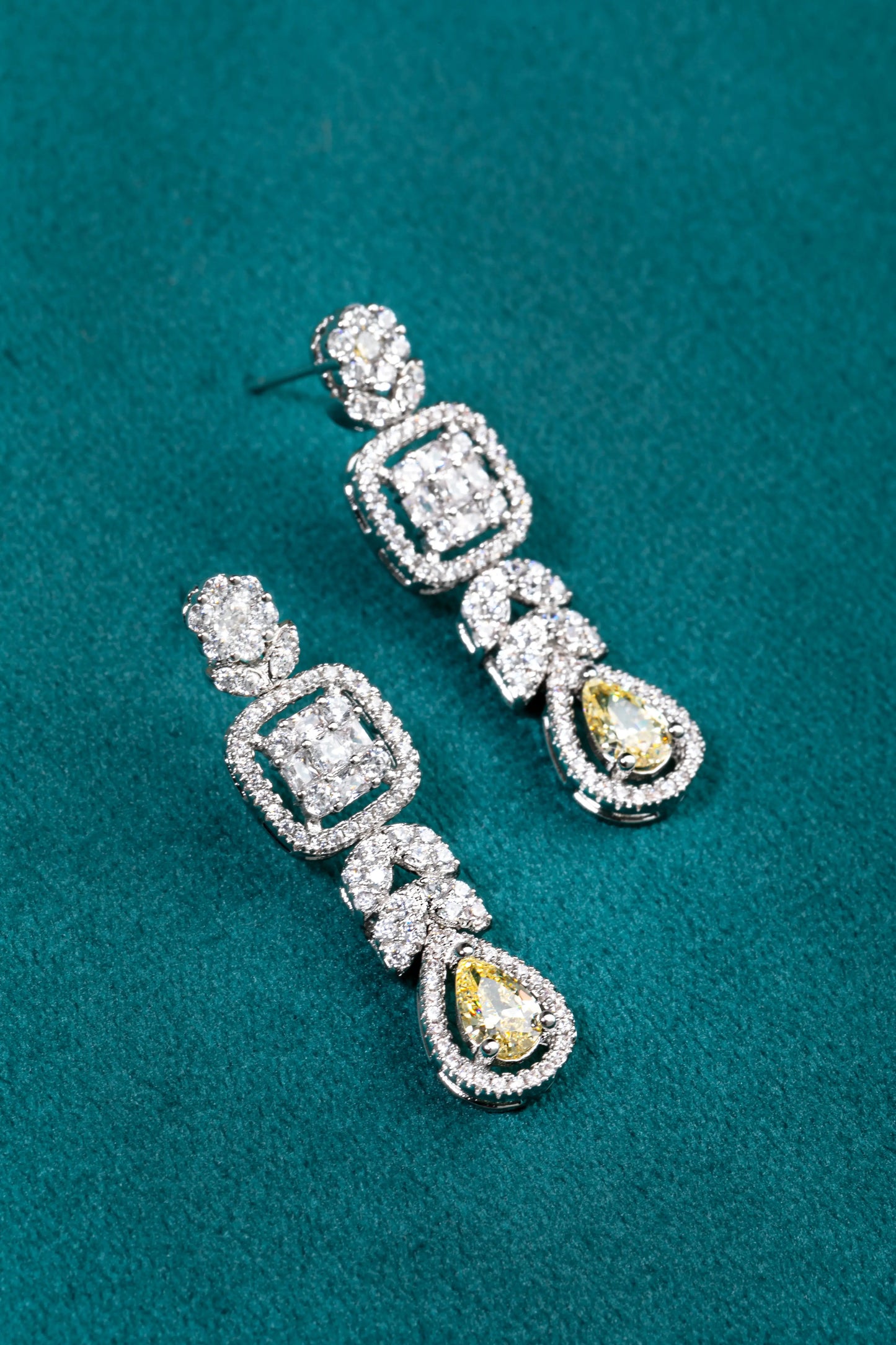 Cubic Zirconia Necklace in White Rhodium  18-Inch Clasp Locking  White-Colored Elegant Jewellery