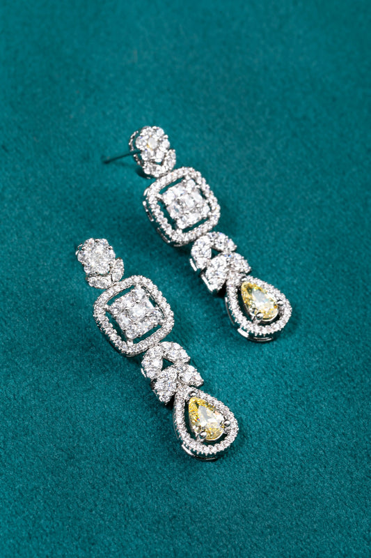 Cubic Zirconia Necklace in White Rhodium  18-Inch Clasp Locking  White-Colored Elegant Jewellery