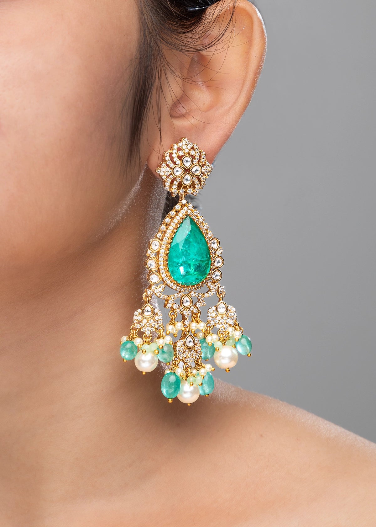 KUNDAN POLKI /INDO WESTERN / CUBIC ZIRCONIA EARRINGS