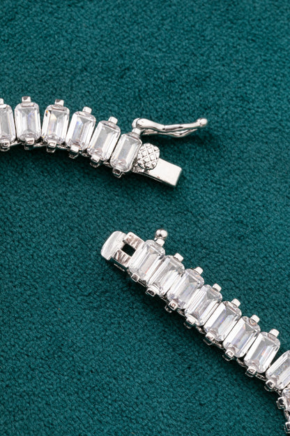 Baguette Diamond Neckpiece  White Rhodium Polish  16-Inch Clasp Locking  Elegant Jewellery