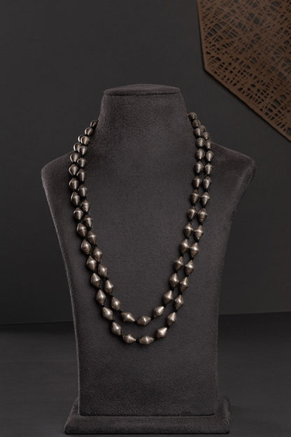 Real Silver Kolhapuri Limboli Beads Necklace  Gold Polish  24-Inch Adjustable Thread