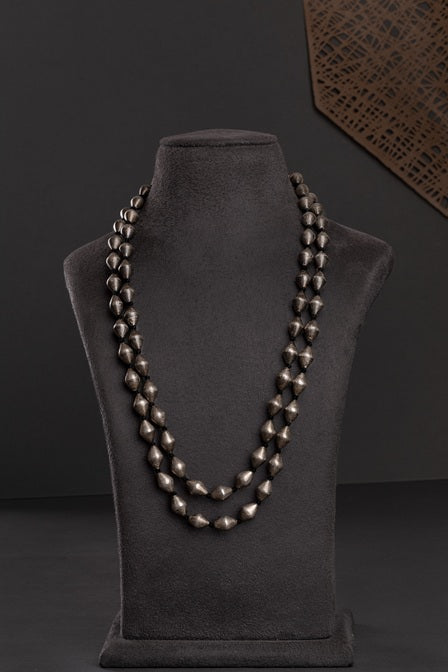 Real Silver Kolhapuri Limboli Beads Necklace  Gold Polish  24-Inch Adjustable Thread