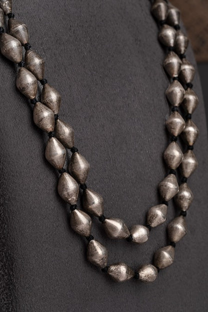 Real Silver Kolhapuri Limboli Beads Necklace Gold Polish 24-Inch Adjustable Thread