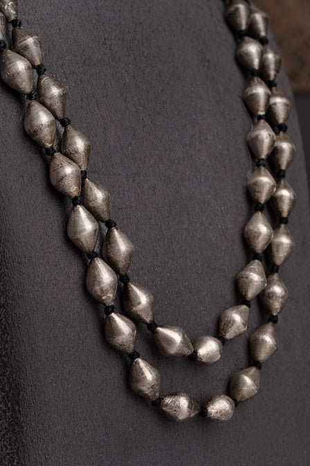 Real Silver Kolhapuri Limboli Beads Necklace Gold Polish 24-Inch Adjustable Thread