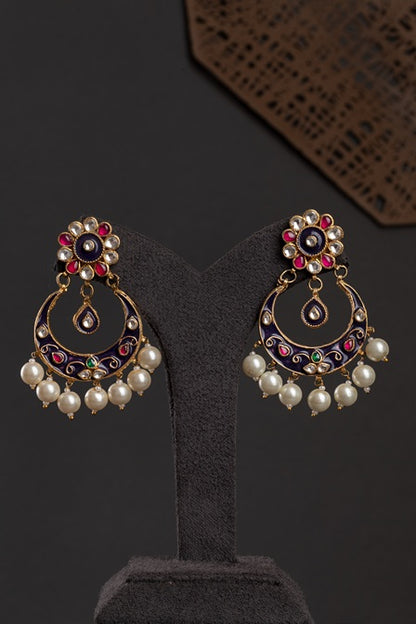Traditional Rajasthani Meenakari Jadau Kundan Hasli  Multi-Colored Stones  Gold Polish  Adjustable Thread