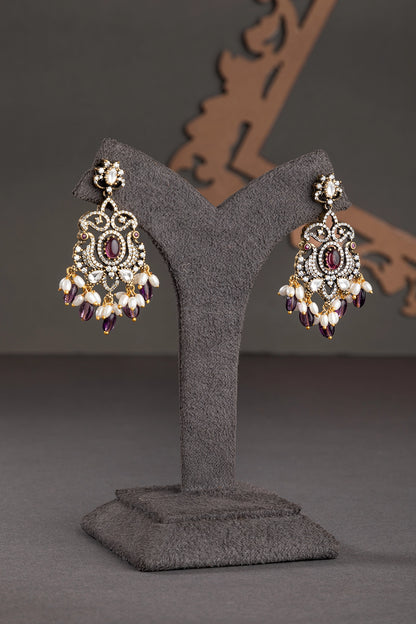 Victorian Kundan Pendant with Amethyst-Coloured Beads  18-Inch Adjustable Jewellery  Elegant Traditional Jewellery