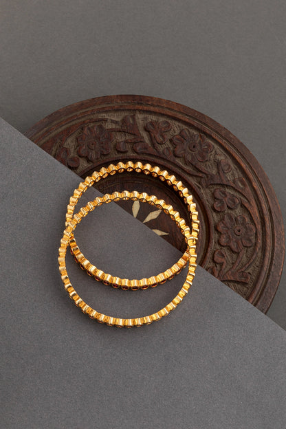 Temple Bangles with Maroon Stones  Temple Gold Finish  Non-Openable  Size 2.4