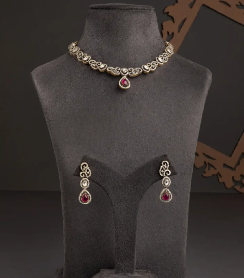 CUBIC ZIRCONIA NECKLACE /INDO WESTERN NECKALCE