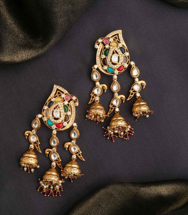 KUNDAN POLKI / INDO WESTERN EARRINGS /JHUMKA - Image 3