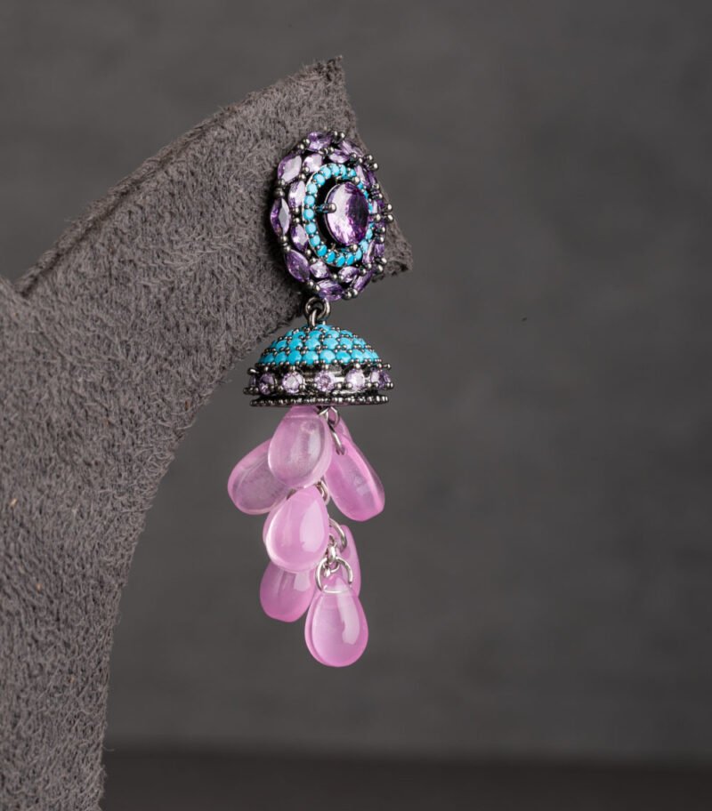 CUBIC ZIRCONIA / INDO WESTERN EARRINGS / JHUMKA