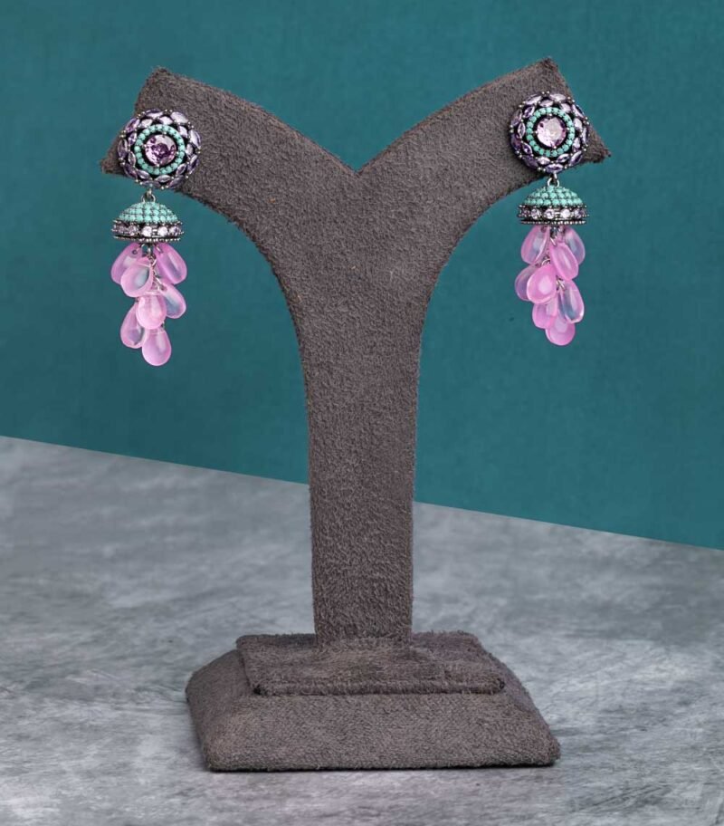 CUBIC ZIRCONIA / INDO WESTERN EARRINGS / JHUMKA - Image 2