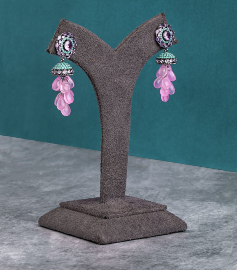 CUBIC ZIRCONIA / INDO WESTERN EARRINGS / JHUMKA - Image 3