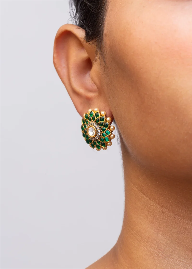 EAR STUDS / INDO WESTERN / KUNDAN POLKI EARRINGS - Image 2