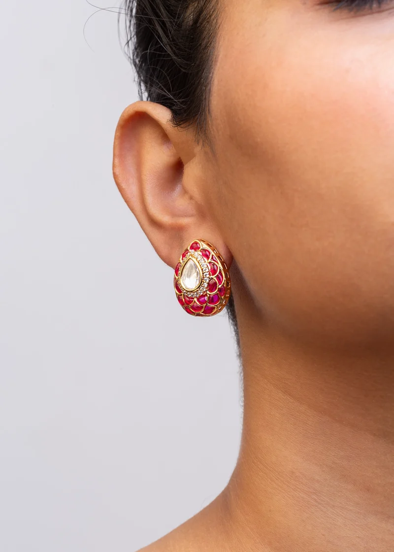 EAR STUDS / INDO WESTERN / KUNDAN POLKI EARRINGS - Image 2