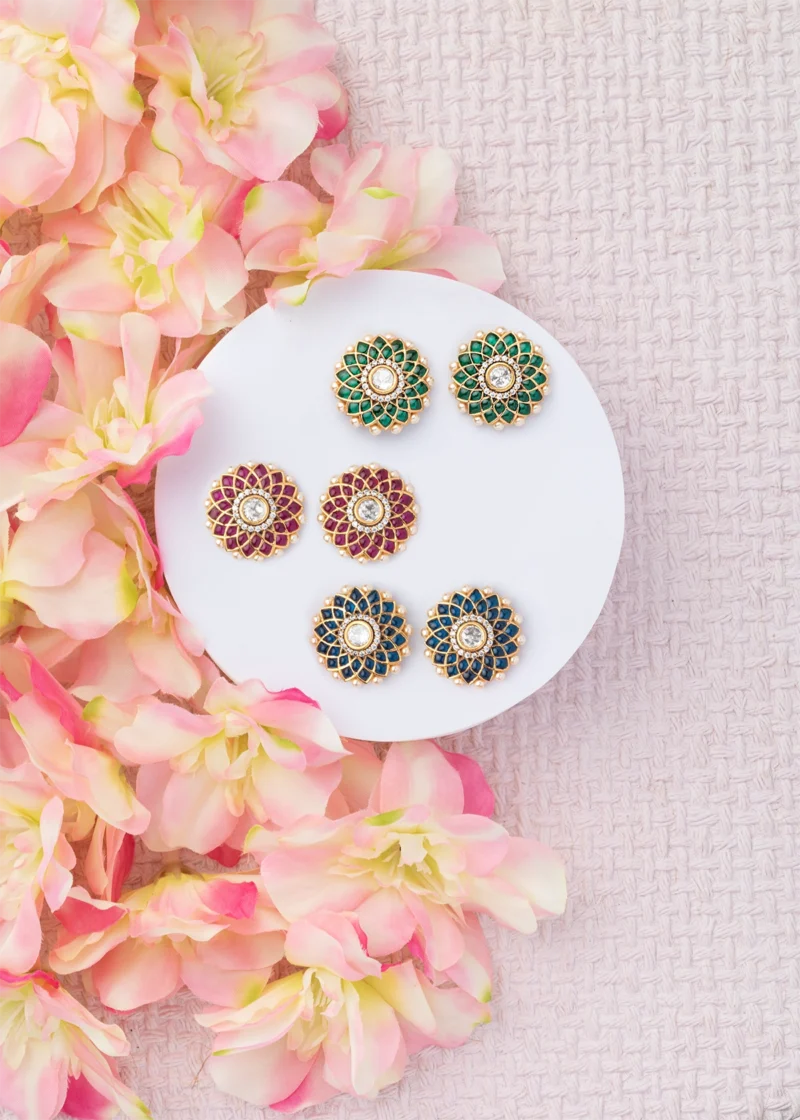 EAR STUDS / INDO WESTERN / KUNDAN POLKI EARRINGS - Image 3