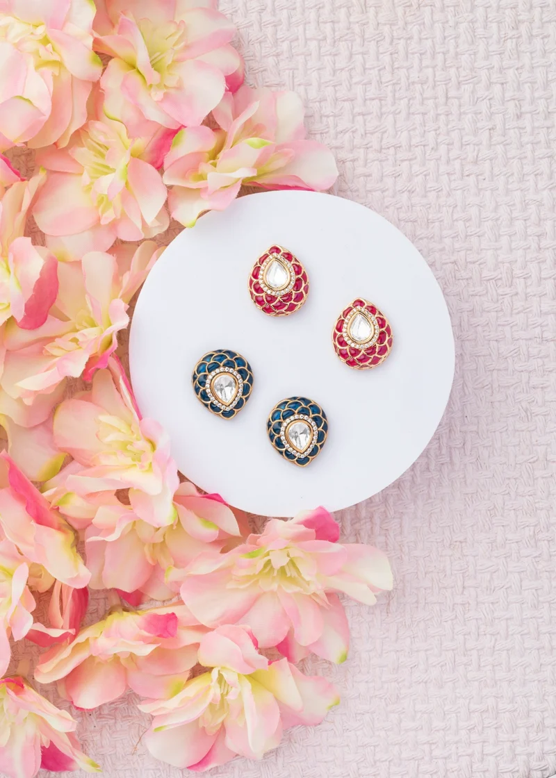 EAR STUDS / INDO WESTERN / KUNDAN POLKI EARRINGS - Image 3