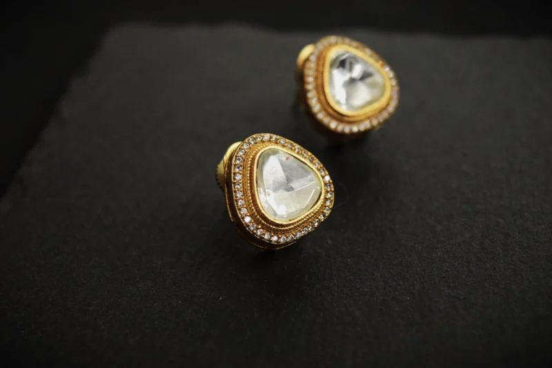 EAR STUDS / INDO WESTERN / KUNDAN POLKI EARRINGS - Image 4