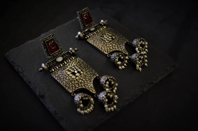 OXIDISED EARRINGS/ INDO WESTERN EARRINGS/JHUMKA - Image 4