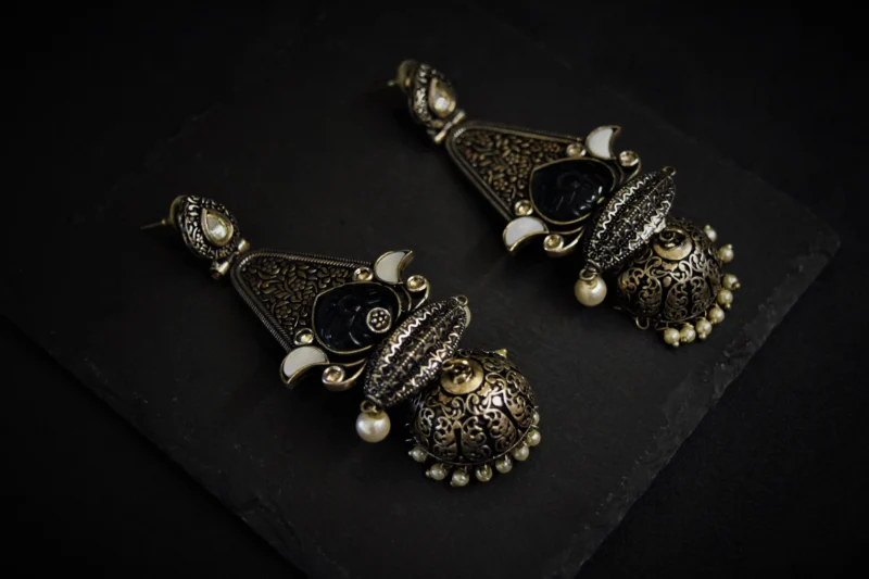 OXIDISED EARRINGS/ INDO WESTERN EARRINGS/JHUMKA - Image 4