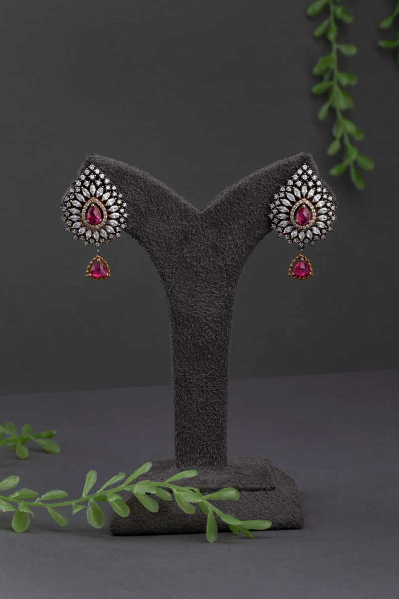 CUBIC ZIRCONIA / VICTORIAN EARRINGS / INDO WESTERN / JHUMKA