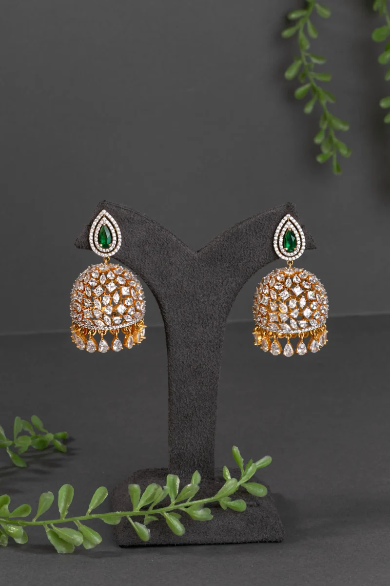 CUBIC ZIRCONIA / INDO WESTERN EARRINGS / JHUMKA