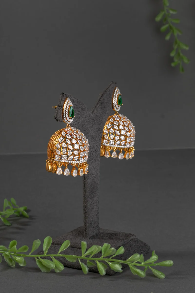 CUBIC ZIRCONIA / INDO WESTERN EARRINGS / JHUMKA - Image 3