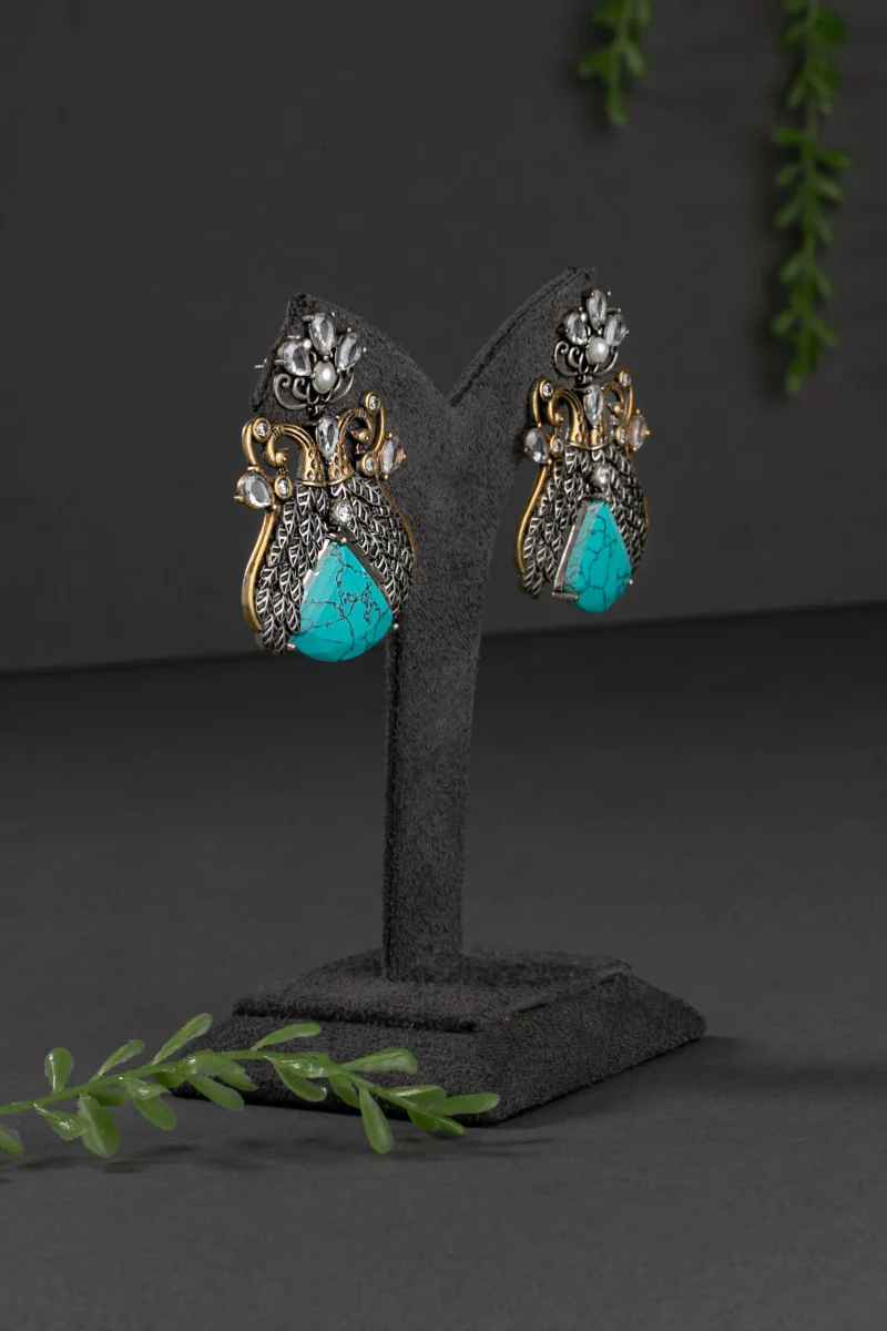 OXIDISED EARRINGS/ INDO WESTERN EARRINGS / KUNDAN POLKI EARRINGS - Image 2