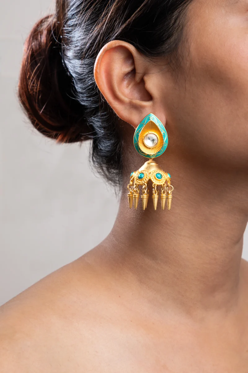 KUNDAN POLKI / INDO WESTERN EARRINGS /JHUMKA - Image 4