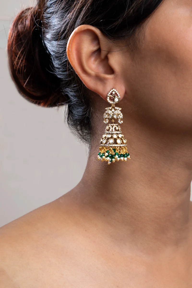 KUNDAN POLKI / INDO WESTERN EARRINGS /JHUMKA - Image 4