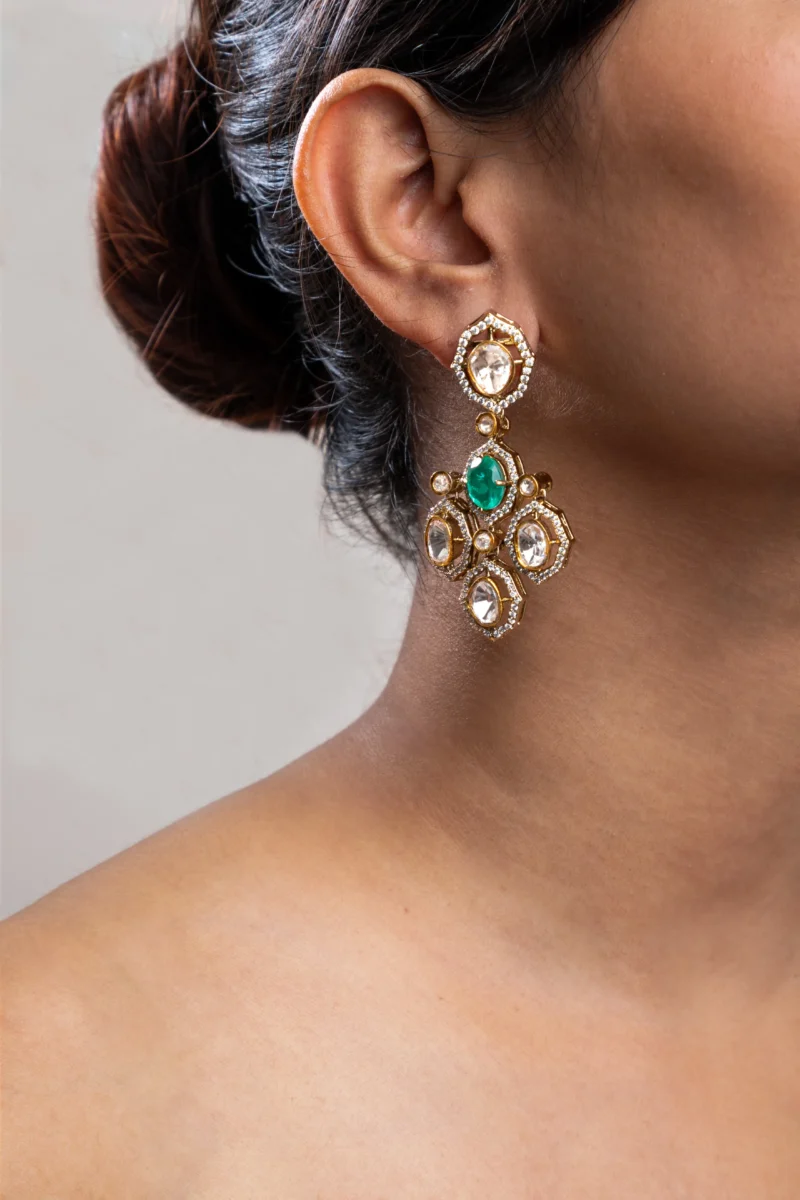 KUNDAN POLKI /INDO WESTERN / CUBIC ZIRCONIA EARRINGS - Image 2